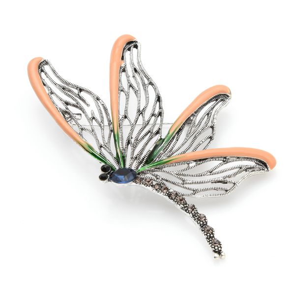 

enamel hollow wings dragonfly brooch pins for women wedding banquet gift, Gray