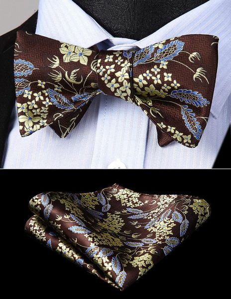 

bow tie handkerchief set party wedding bow tie brown mens classic floral self woven silk pocket square set bf815zs, Blue;purple
