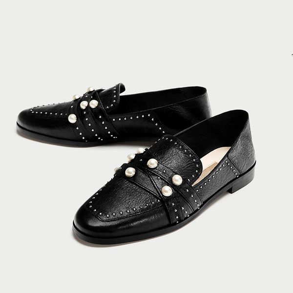 

women's flats oxford shoes woman spring loafers sneakers ladies brogues vintage casual shoes for women footwear 2020, Black