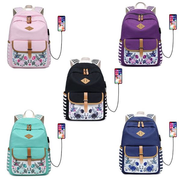 

multifunction backpack women casual rucksack lightweight canvas daypack girls lady school bag printing shoulder bag bookbag new