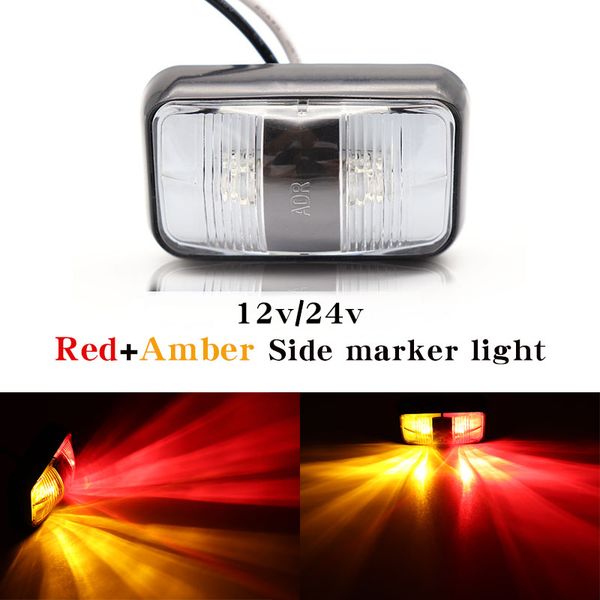 

waterproof amber & red led 12v/24v 2led car truck lorry side clearance marker trailer light rear tail side lamp external light