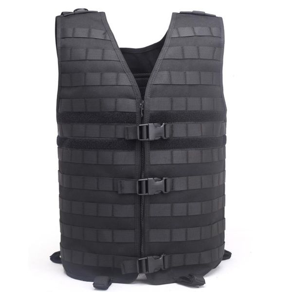 

tactical molle vest modular utility vests adjustable outdoor molle waistcoat for cs wargame fishing tactical equipment, Camo;black