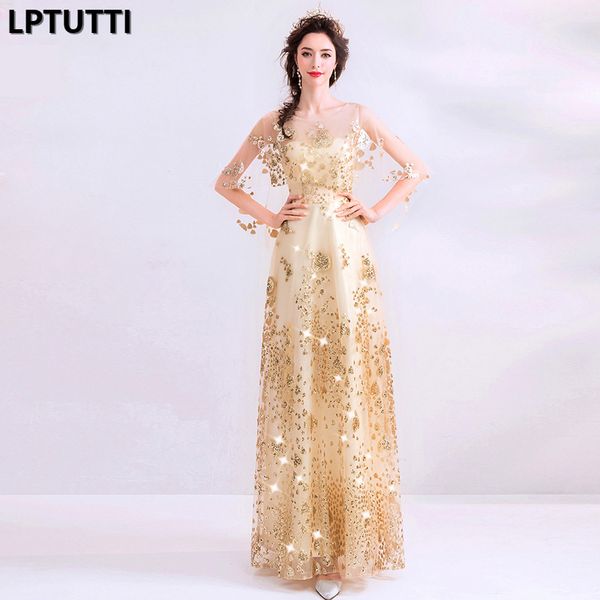 

lptutti sequin embroidery new for women elegant date ceremony party prom gown formal gala events luxury long evening dress, White;black