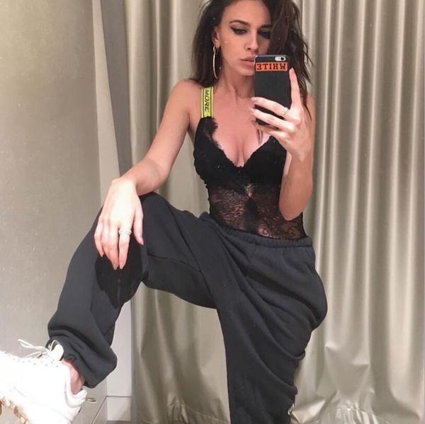 

2019 spring and autumn new street shooting loose casual pants women's sports pants, Black;white