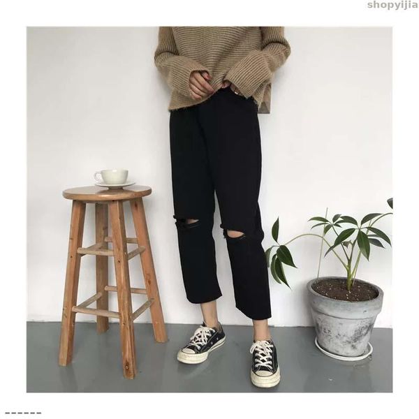 

denim plus size pants zipper hole 5xl boyfriend destroyed loose for woman black white ripped mom jeans moms women jeans, Blue