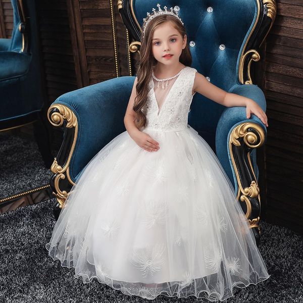 

elegant girls princess dress kids dresses for girls costume bridesmaid wedding party dress children clothing vestidos 4-14 years, Red;yellow