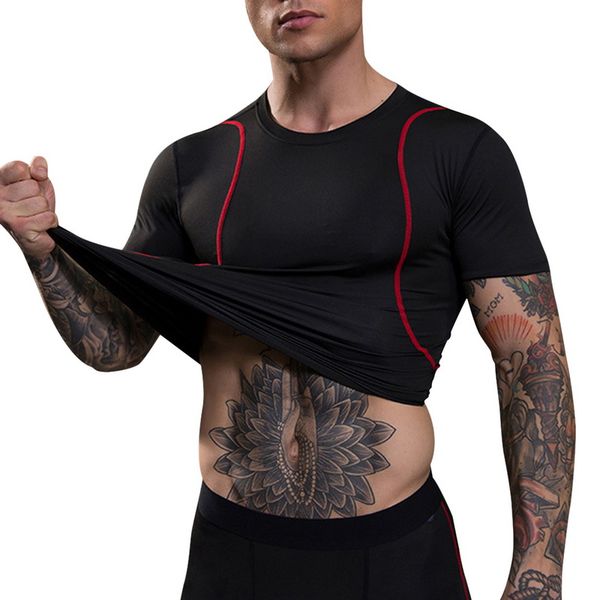 

slimming shapers shirt sport running body t-shirt men jogging tshirt shaper men fitness jersey gym shirt,short-sleeved s-3xl, Black;brown