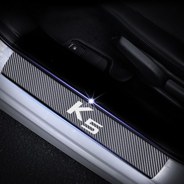 

for kia k5 door sill protector reflective 4d carbon fiber sticker door entry guard sill 4pcs red