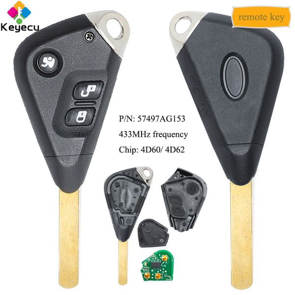 

keyecu remote control car key - 3 button 433mhz 4d60/ 4d62 chip - fob for liberty impreza forester outback b13 2005-2009