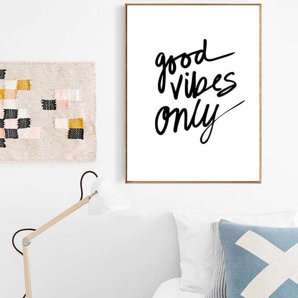 

wall art poster good vibes only canvas nordic paintings black white quotes nursery print pictures for kids room home decor