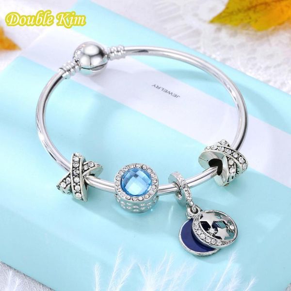 

charms bangle alloy crystal blue heart of the ocean sliver color fit brand original bracelets bangles fashion europe jewellery, Black