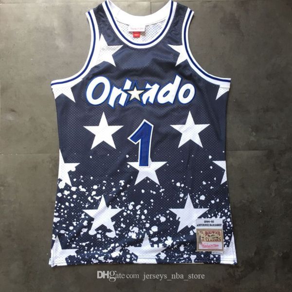 

men orlando magic tim hardaway mitchell & ness hardwoods classics 1994-95 independence day swingman jersey01, Black;red