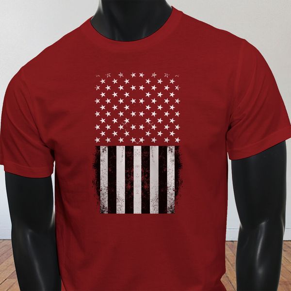 

usa national history om white star american side flag mens red t-shirt, White;black