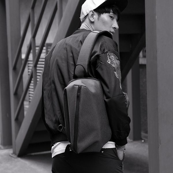 

grey bracket fashion retro single shoulder bag recreational bracket pack korean men's pocket sports pocket canvas