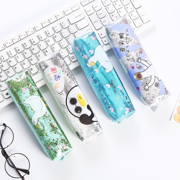 

little duck into oil pen box bag girl heart creative small fresh sequins quicksand large capacity stationery bags