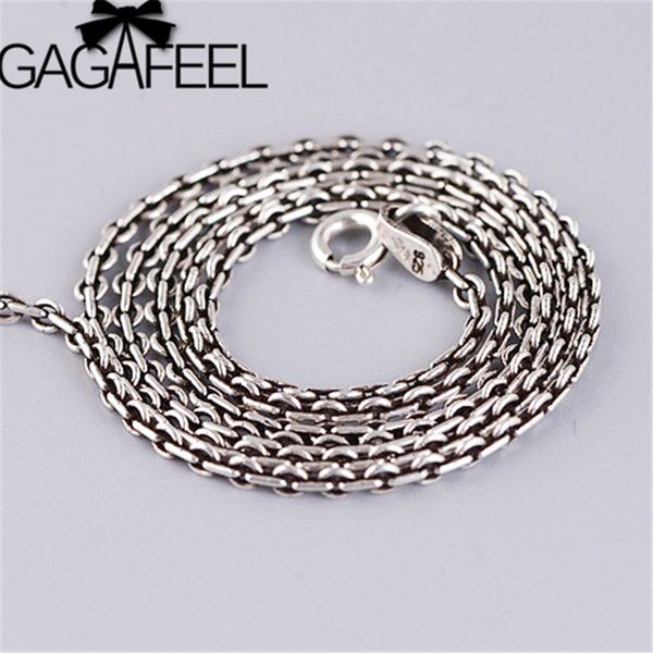 

gagafeel 2mm 925 sterling silver long chains necklaces for men women thin men's chain retro thai silver jewelry