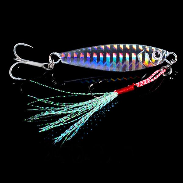 Top Quality 6Pcs / Set 3D Eye Fishing Lure Lead Lures Feather Fish Tackle 6 colori 60mm / 15G-# 6 Hook