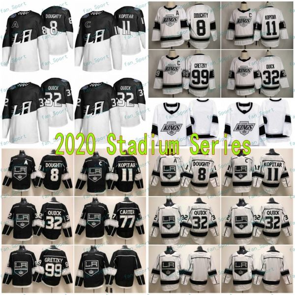 

men kid women 2020 stadium series la los angeles kings 8 drew doughty jersey 11 anze kopitar jonathan quick wayne gretzky white black hockey, Black;red
