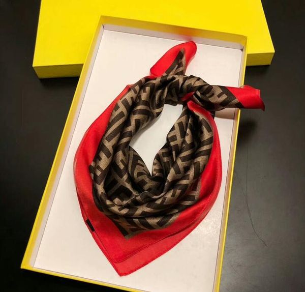 

silky, comfortable, and elegant women spring and summer silk scarves 50*50cm letter f square scarf without box designer scarfs, Blue;gray