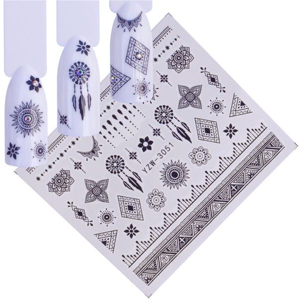 

wuf 1 pc nail art water transfer sticker hollow tattoo decals black necklace adhesive decoration manicure