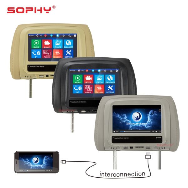 

7 inches car pillow touch screen monitor universal car headrest monitor fm ir built-in speakers sh7068