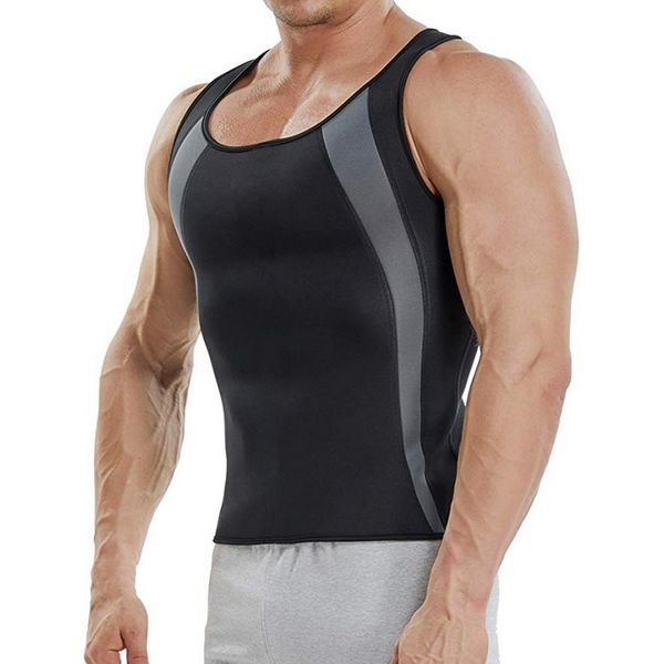 

2019 shapewear men sauna trainer workout vest gym neoprene bodybuilding abdomen waist shaper new weight loss men tank top, Black;brown