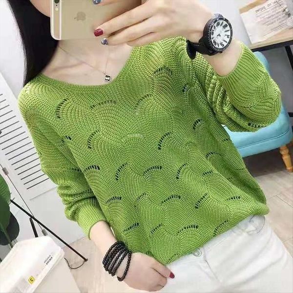 

2020 thin women's v-neck hollowed-out short knitted base shirt loose coat fashion 2020 thin women's v-neck sweater sweater hollowe, White