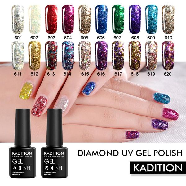 KADITION 8 ml Hybridlacke Diamond UV Gel Nagellack Semi Permanent Vernis Semi Permanant Led Lamp Shimmer Gel-Lack Nägel