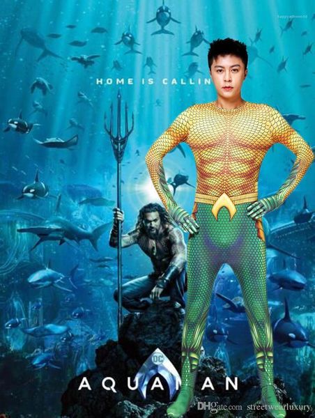 

hero jumpsuits theme costume fancy dress party and carnival clothes aquaman cosplay mens halloween clothes designer, Black;red