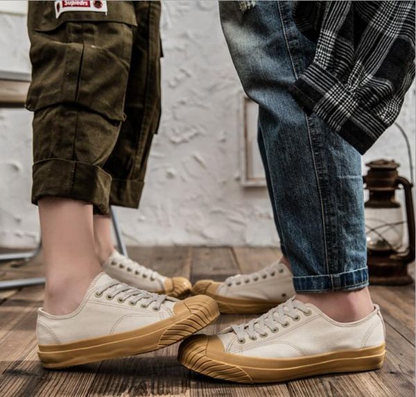 

2020 new upgrade handmade vulcanized shoes japanese okayama kurume vintage canvas shoes fashion mens womens couple snakers 35-44, Black