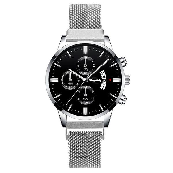 

relogio masculino men magnet buckle strap watches with calendar male sport watch quartz clock relogio masculino, Slivery;brown