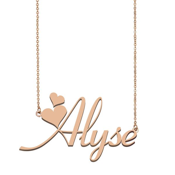 

alyse name necklace pendant for women girlfriend gifts custom nameplate children friends jewelry 18k gold plated stainless steel, Silver