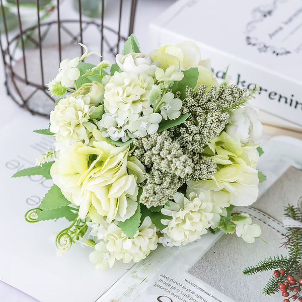 

30cm artificial silk flowers bouquet roses leaf bunch wedding home party props