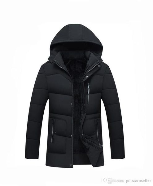 

designer down jackets winter cotton padded outerwear middle aged mens jacket males apparel men new hooded, Black