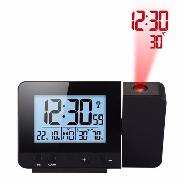 

led digital alarm clock with projector display temp calendar time projection multi-function projection led color alarm clock