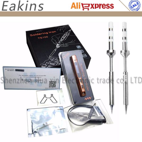 

mini portable ts100 programmable electric soldering iron olcd digital display rapid warming+ 2pcs ts tips