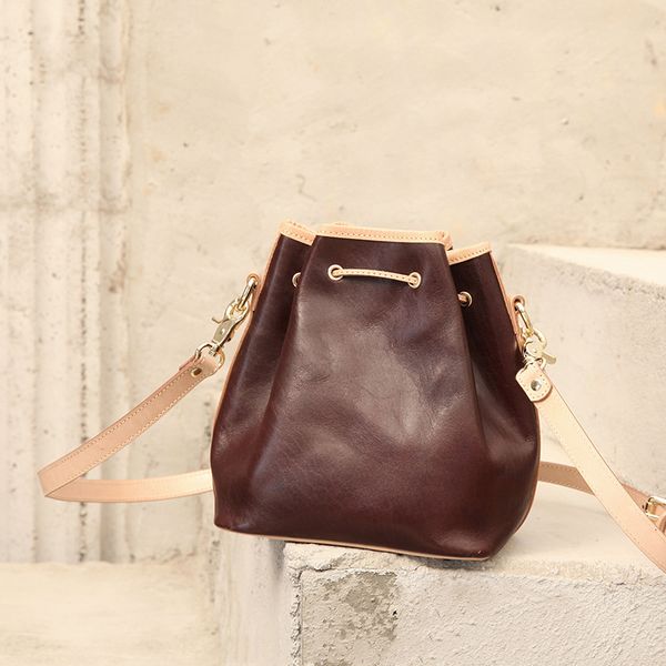 

yifangzh women fashion bags,hight quality nature leather bags for girls, genuine leather small sling bags drawstring design