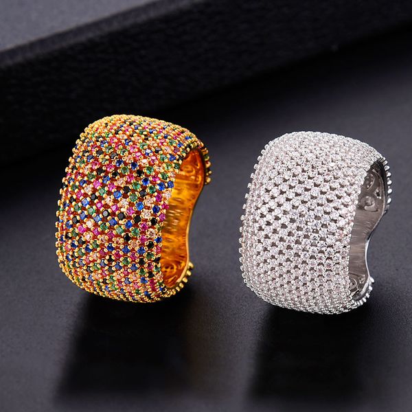 

godki luxury cubic zirconia wedding rings for women bridal engagement wedding jewelry cz femmale accessories whole finger rings, Golden;silver