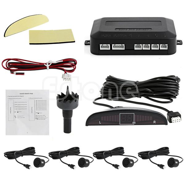 

car led display reversing 4 parking sensor radar system for audio buzzer alarm
