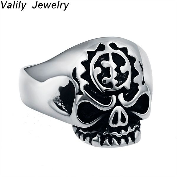 

valily men's punk skull ring vintage biker skull head silver tone ring for men stainless steel finger band rings jewelry gift