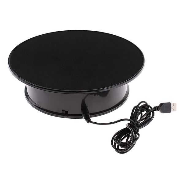 

usb / battery powered rotating jewelry display stand black base & black velvet