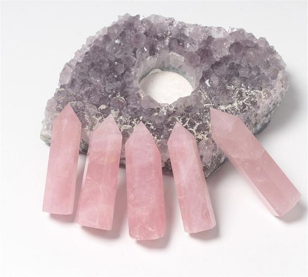 

new patio natural rose quartz crystal point mineral ornament magic repair stick family home decoration study decoration diy gift