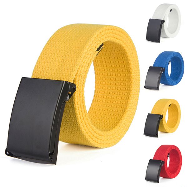 

регулируемая холст пояс для женщин мужчин корейский мужской урожай металла пряжка упругие сплошной цвет джинсы длинные waistband, Black;brown