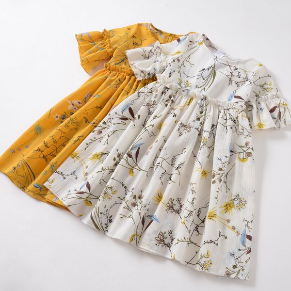 

summer 2019 toddler baby kid girl ruched floral flower princess dresses casual clothes casual clothes vestido infantil, Red;yellow