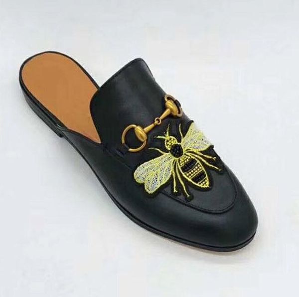 

2019 latest electric embroidered lady semi trailer comfortable leather mop black size 40-45