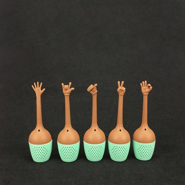 

gesture style tea strainer creative hand gestures teapot thumb ok yeah palm love you style silicone tea infuser tc190513