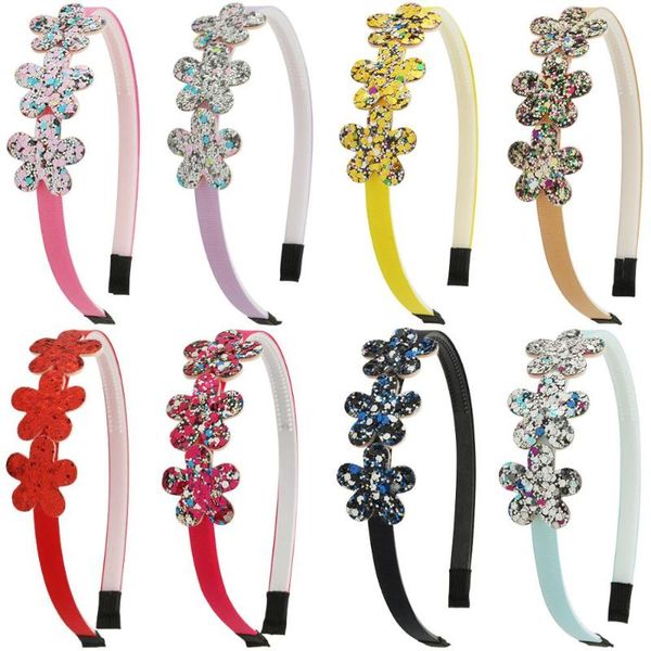 

new girl sequins headband shiny flower hairband cute children birthday holiday hair accessories hairpins, Slivery;white
