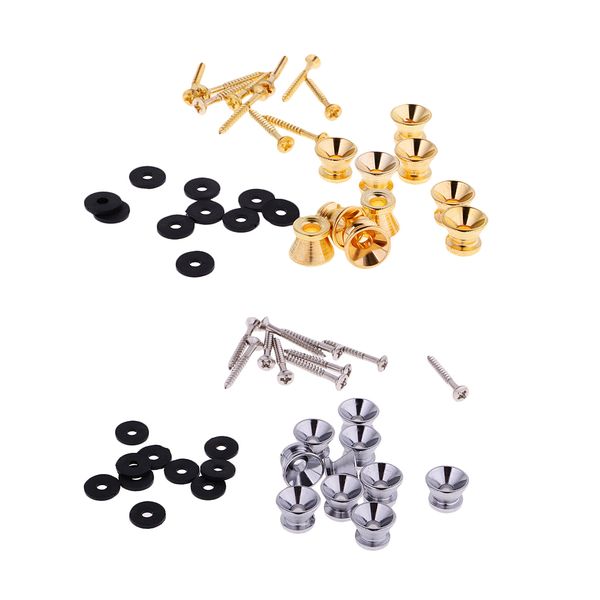 

20pcs/pack guitar bass ukulele round strap locks buttons w/ washers screws, Black;brown