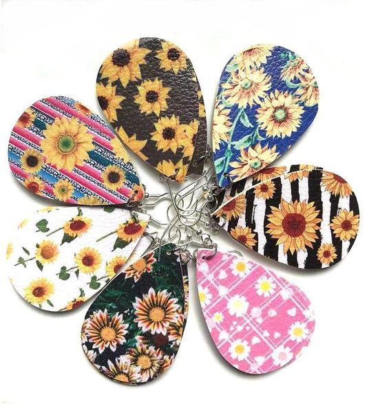

wholesale new earrings 30pairs mixed styles sun flower faux leather earrings for women girls jewelry, Silver