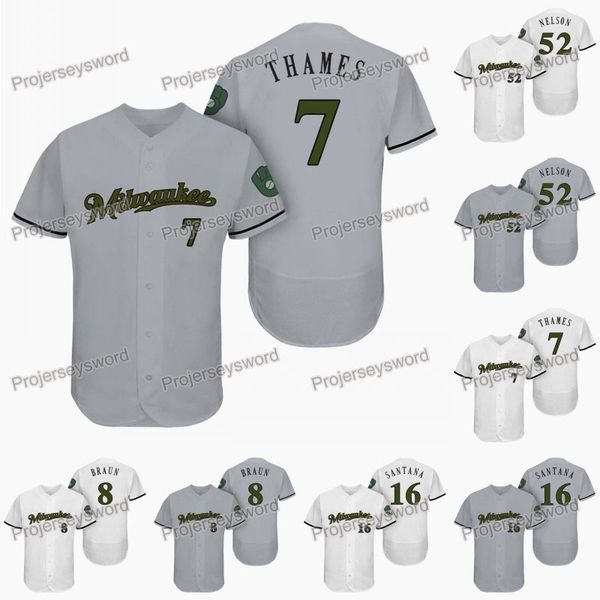 

Milwaukee 7 Eric Thames Memorial Day Brewers Jersey 8 Ryan Braun 16 Domingo Santana 21 Travis Shaw 52 Jimmy Nelson Baseball Jerseys